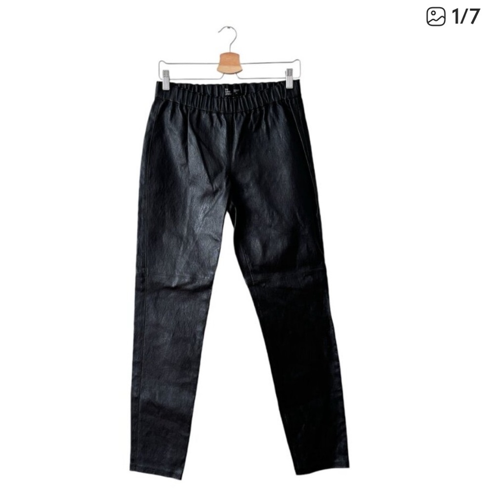 Eileen Fisher The Fisher Project Black Pull On Lamb Leather Pants -S      EUC